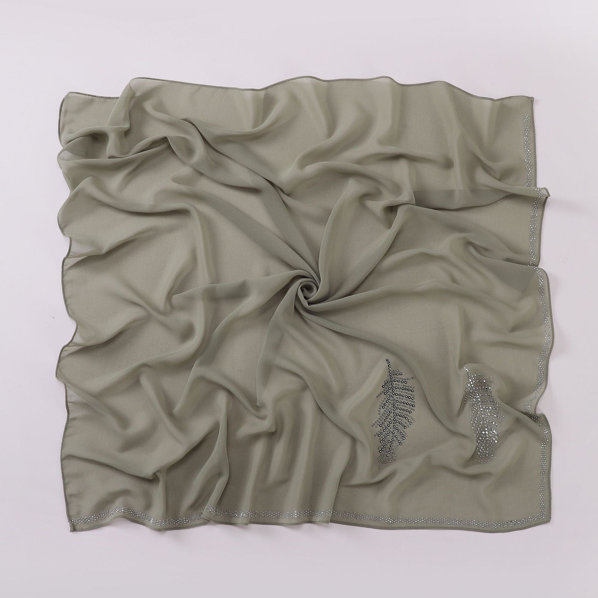 New Pearl Chiffon Hot Diamond Square Scarf 90 × 90cm High Quality Headscarf Hijab