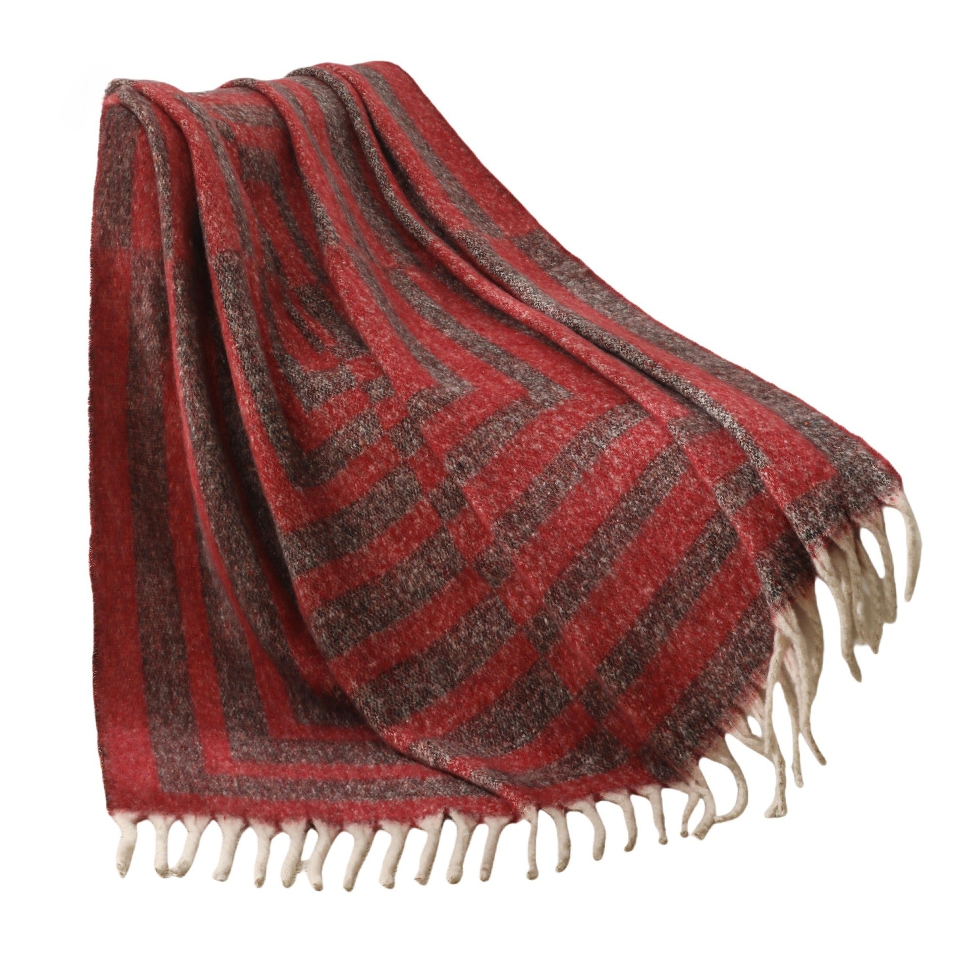 Blanket new European and American autumn and winter imitation mohair thickened striped large shawl jacquard blanket