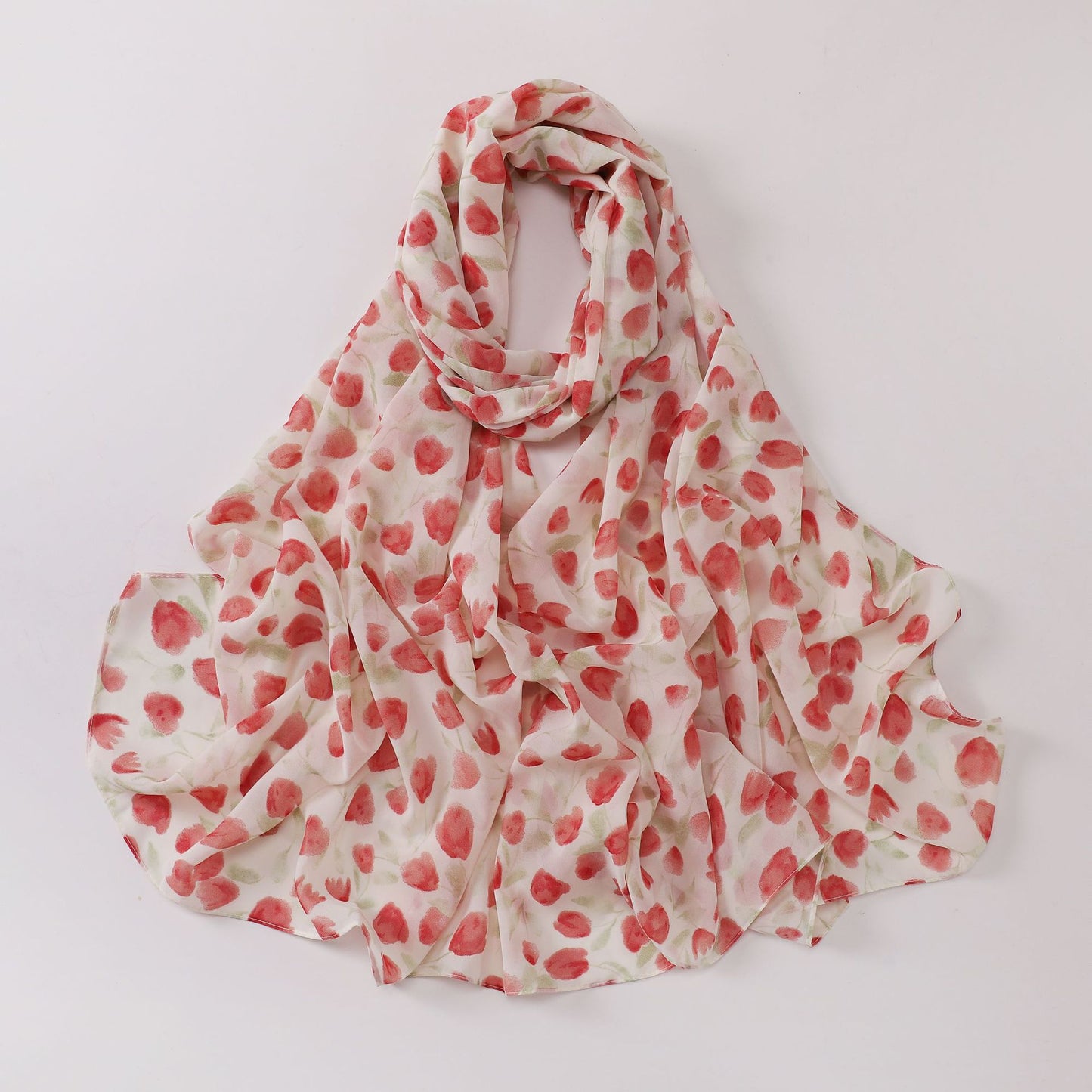 Spring pearl chiffon print floral scarf middle east headscarf yarn oil painting style hijab