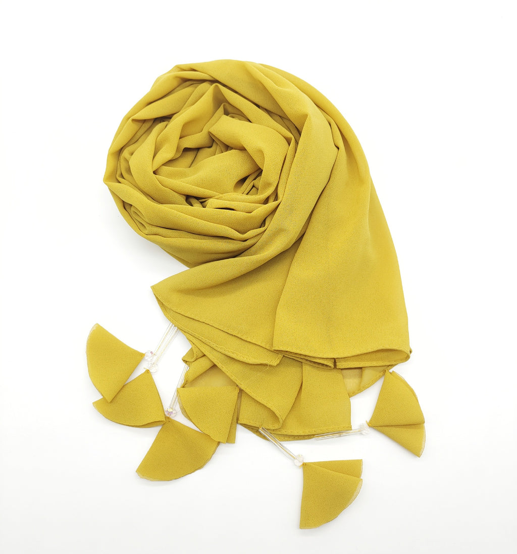 New crystal flower fringed pearl chiffon long towel women's hijab malaysia Indonesian Headscarf