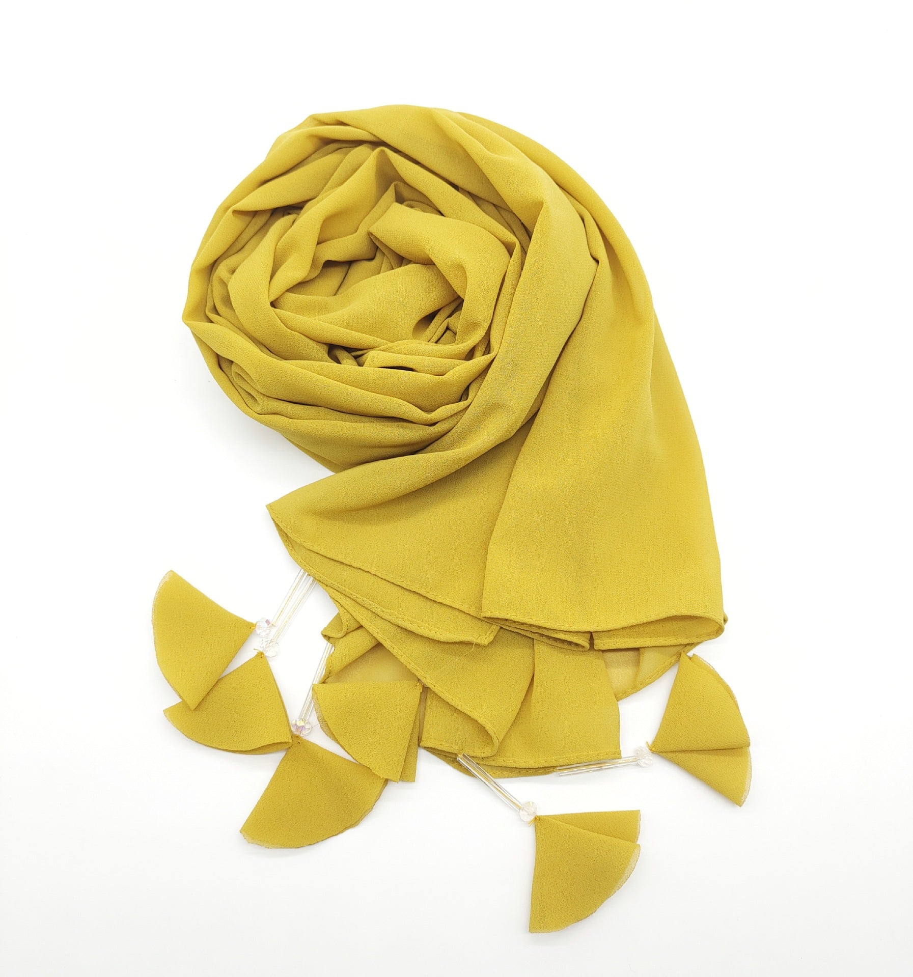 New crystal flower fringed pearl chiffon long towel women's hijab malaysia Indonesian Headscarf