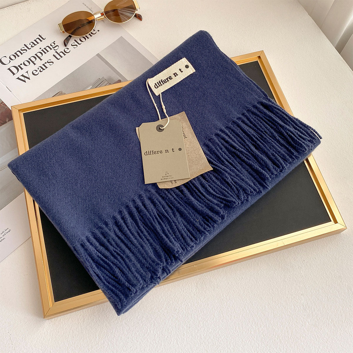 2025 Winter Imitation Cashmere Solid Color Scarf Women's Medium and Long Warm Scarf Shawl