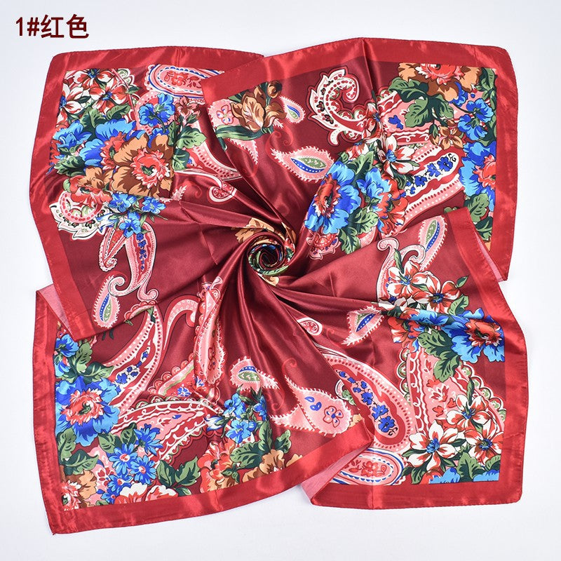 New stylish and elegant flower 90 satin women's decorative large square scarf scarf headscarf