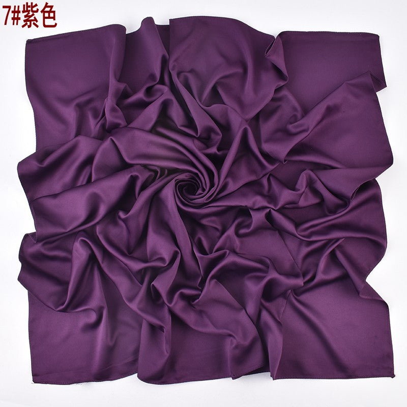 Autumn and winter new Malaysian imitation silk matte satin monochrome solid color 90 plain simple square towel batch
