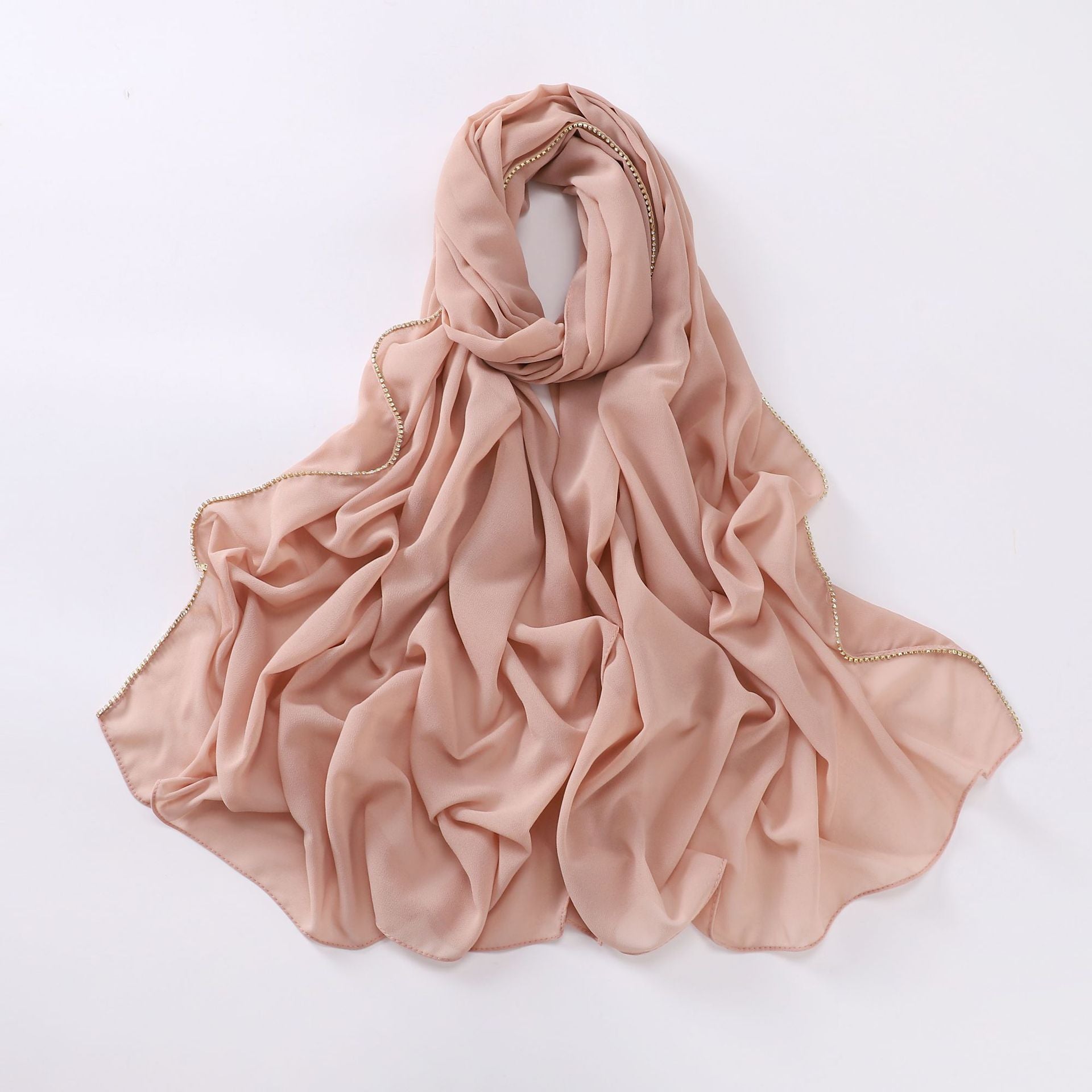 New Pearl Chiffon High Quality Diamond Claw Chain Scarf Yarn Middle East Africa Headscarf