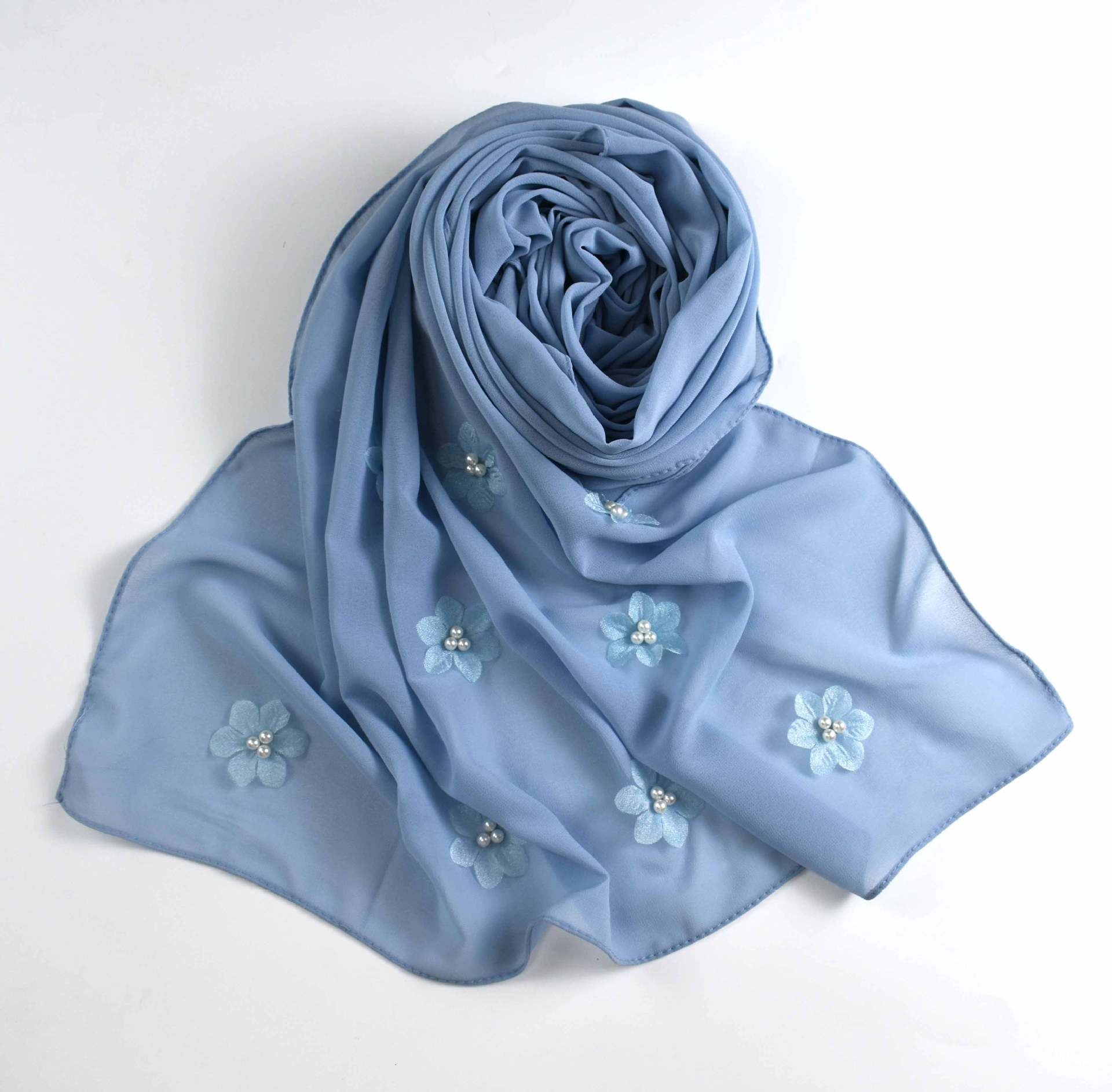 New pearl chiffon flower bead scarf Middle East Africa hijab
