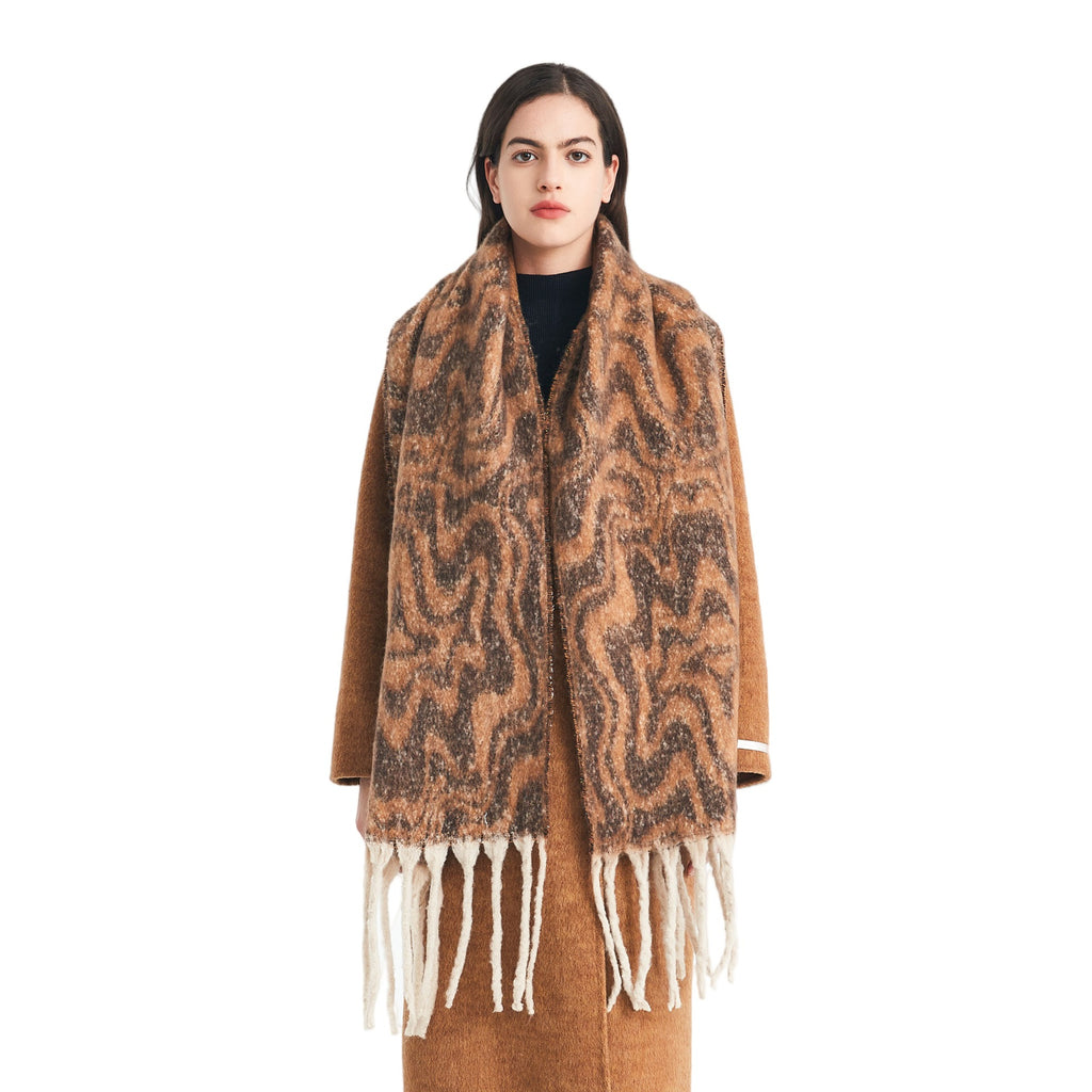 Europe, America autumn and winter circle yarn imitation mohair water ripple jacquard scarf