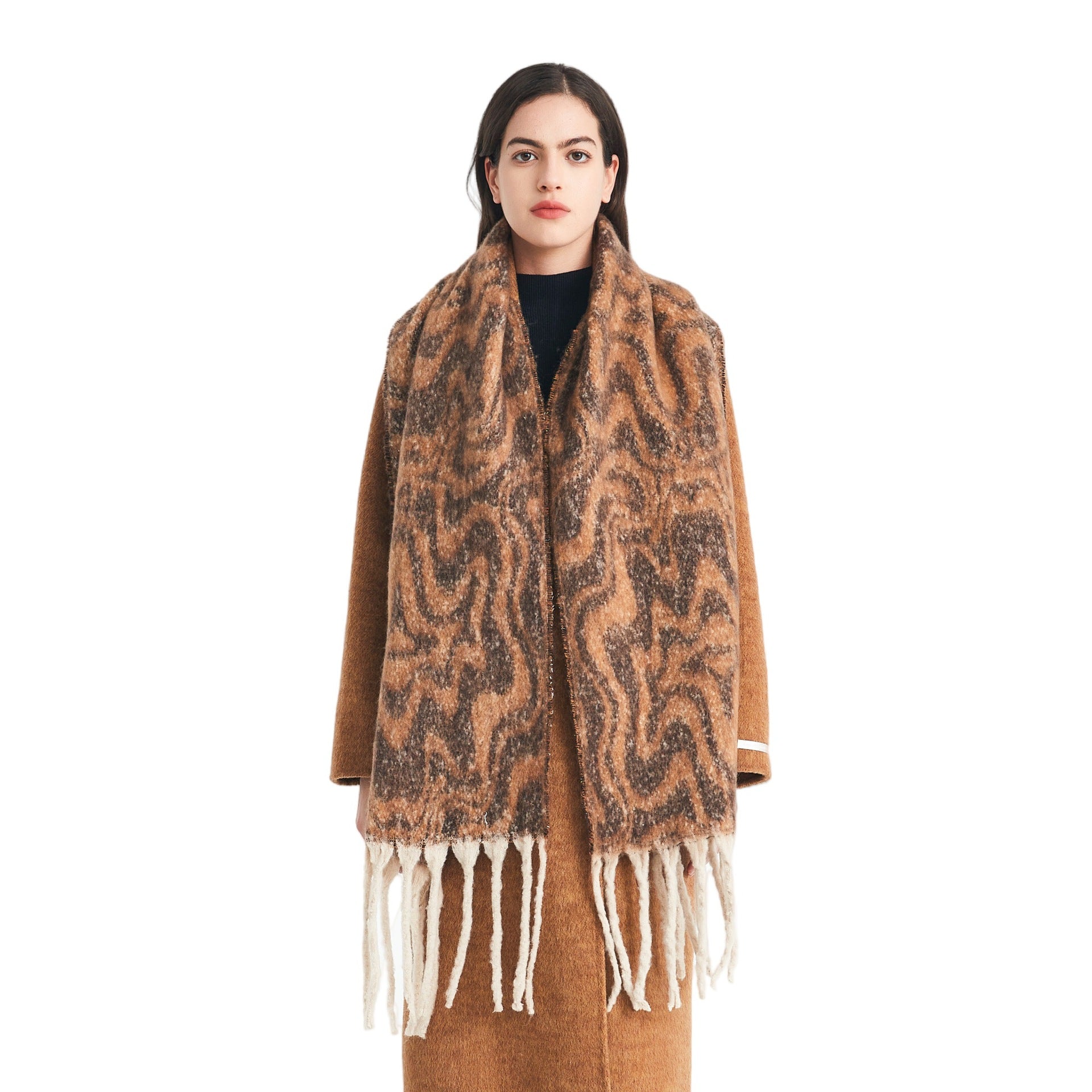 Europe, America autumn and winter circle yarn imitation mohair water ripple jacquard scarf