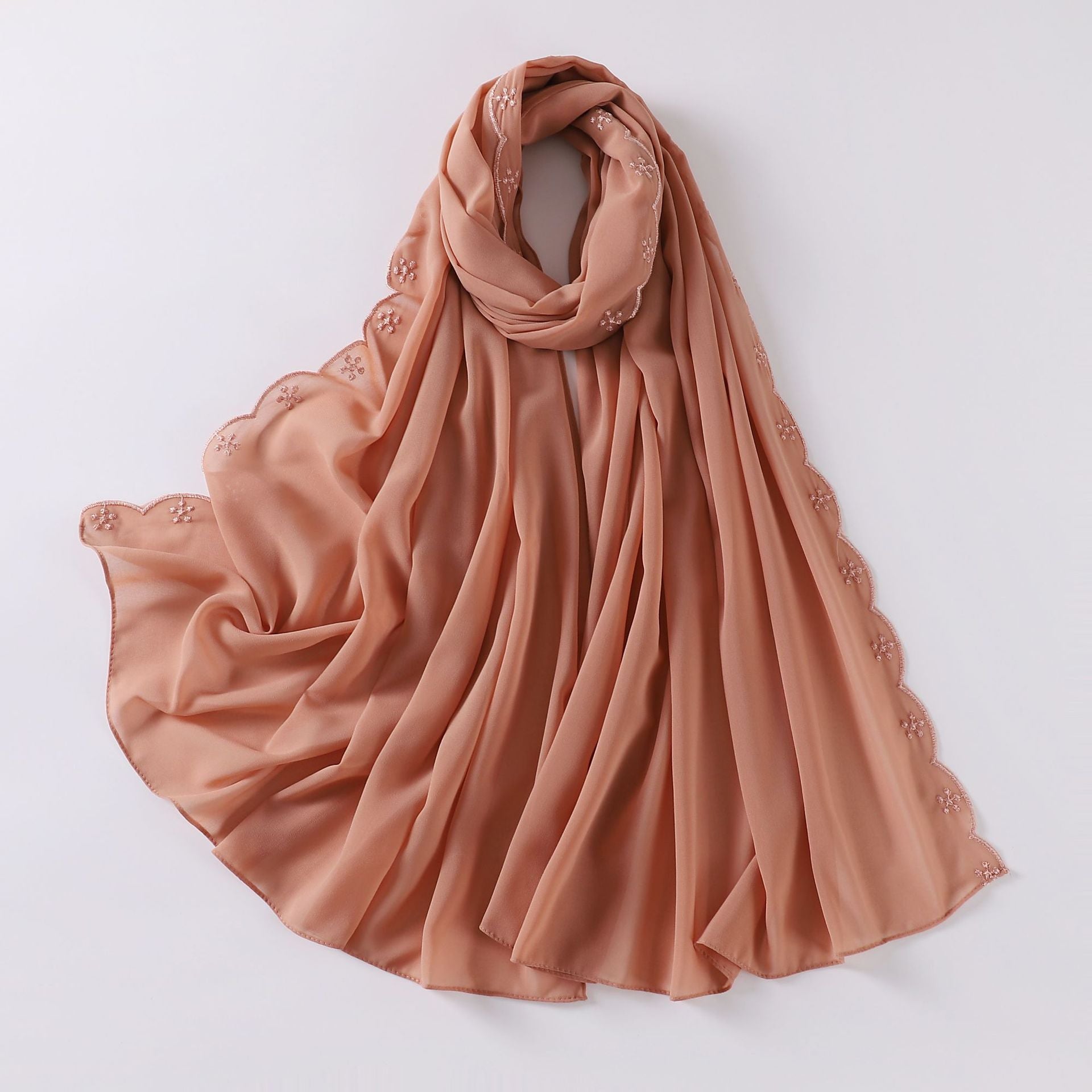 New embroidered pearl chiffon scarf female Malaysia headscarf  Middle East Africa hijab