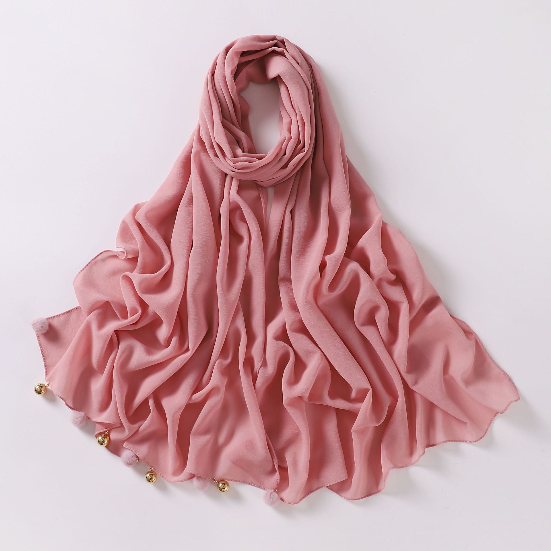 New pearl chiffon hanging hairball jewelry scarf Malaysian headscarf Middle East Africa hijab