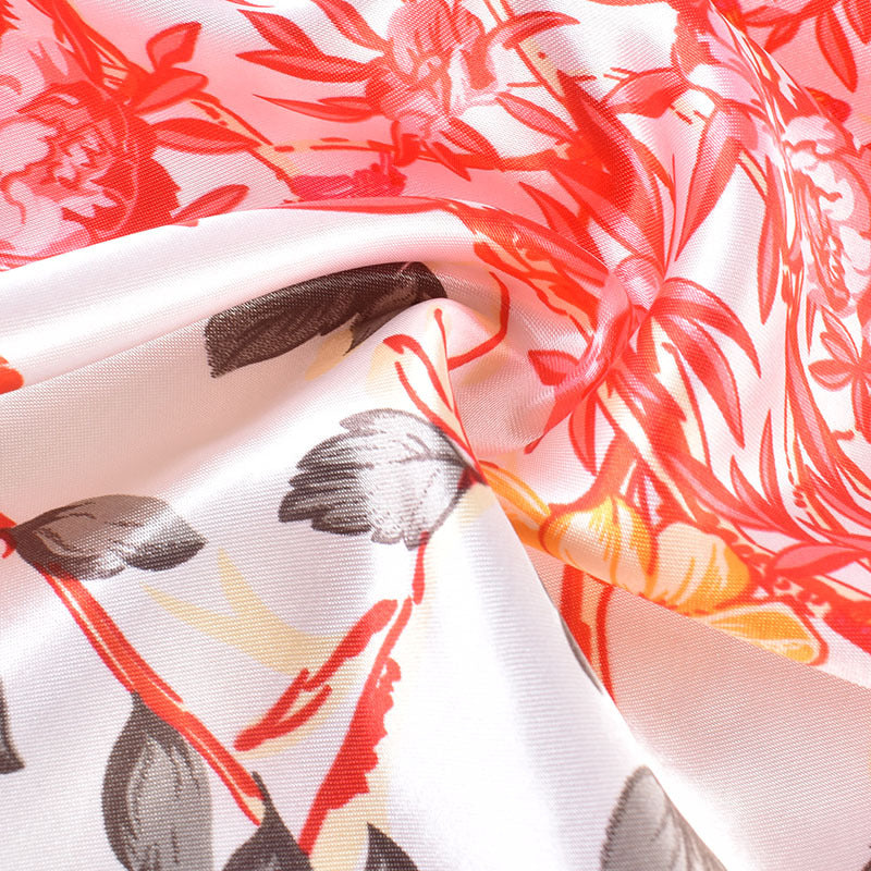 Autumn and winter new simple ethnic style blue and white porcelain vase pattern silk scarf printing 90 color diced high-end large square scarf