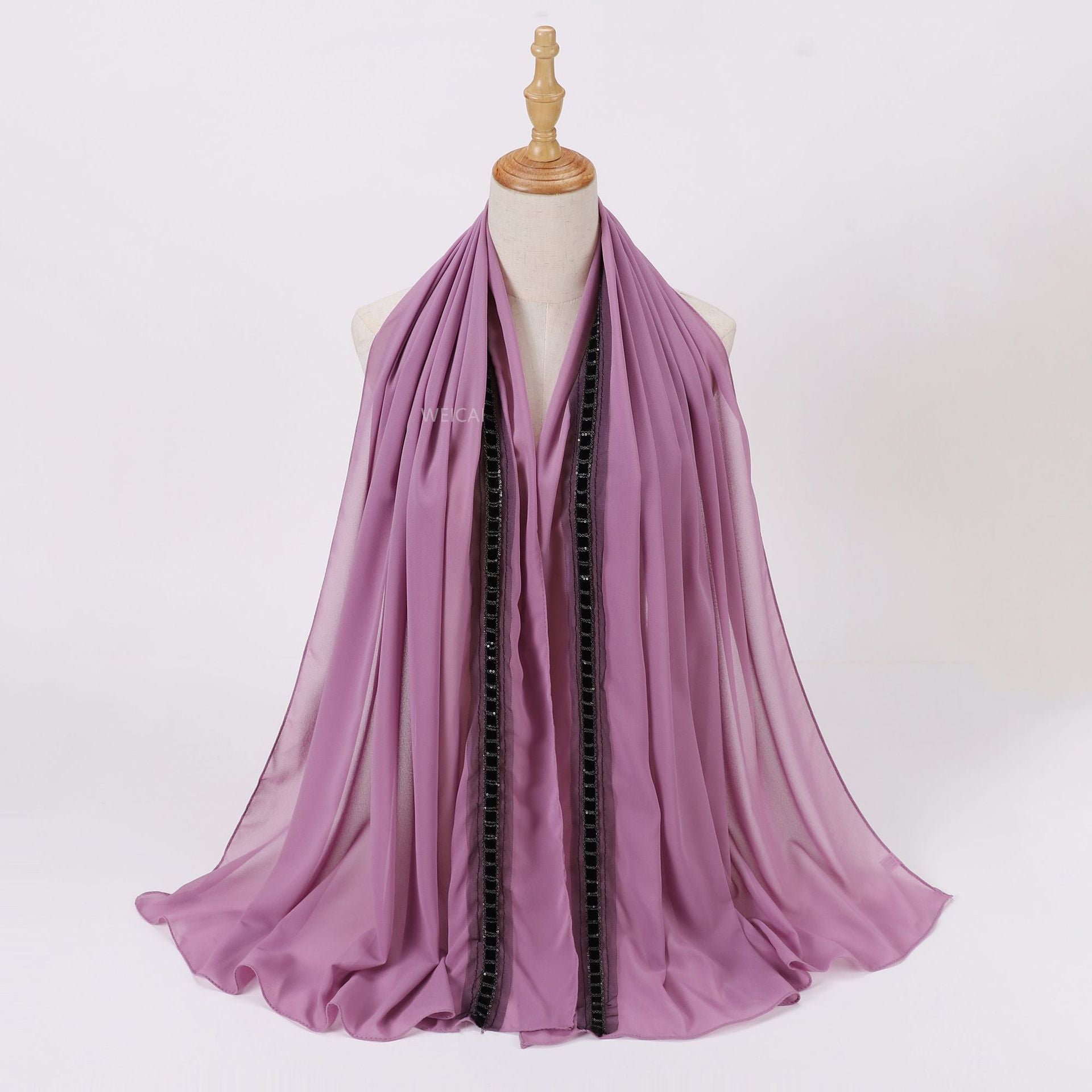 New solid color pearl chiffon chain lace jewelry  scarf headscarf bubble scarf Middle East Malay headscarf