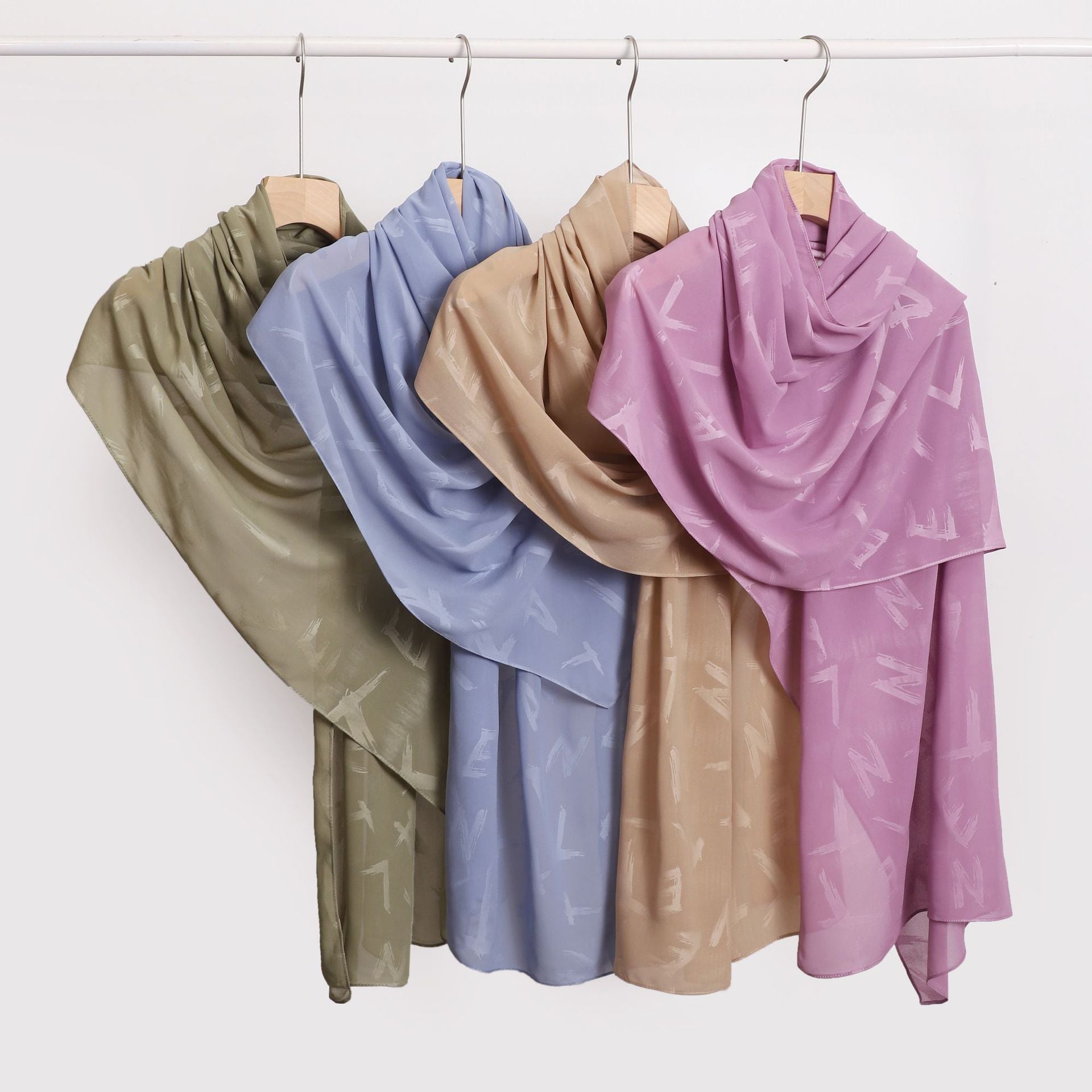 New pearl chiffon letter embossed scarf  scarf Middle East and North Africa headscarf Beach scarf Shawl