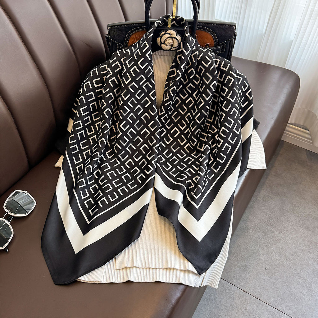 Spring and summer simple twill square scarf temperament commuter scarf decoration fashion shawl neck protection scarf sunshade headscarf women