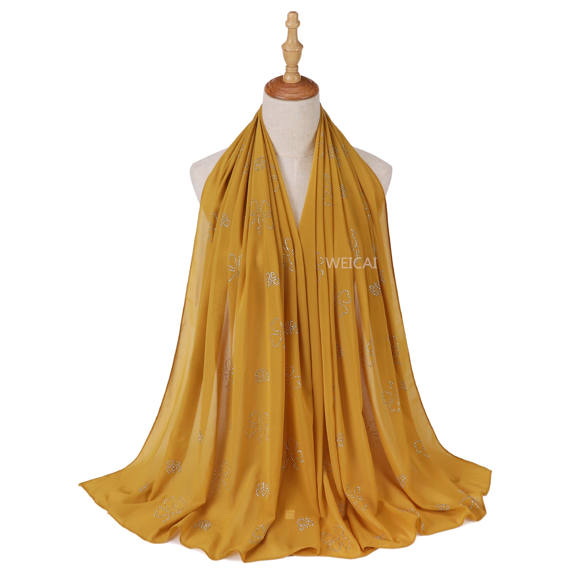 Flower Diamond solid color pearl chiffon scarf Middle East headscarf