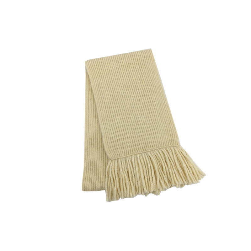Korean designer hand-woven fringed 12-color solid-color knitted scarf women's winter atmosphere soft waxy scarf
