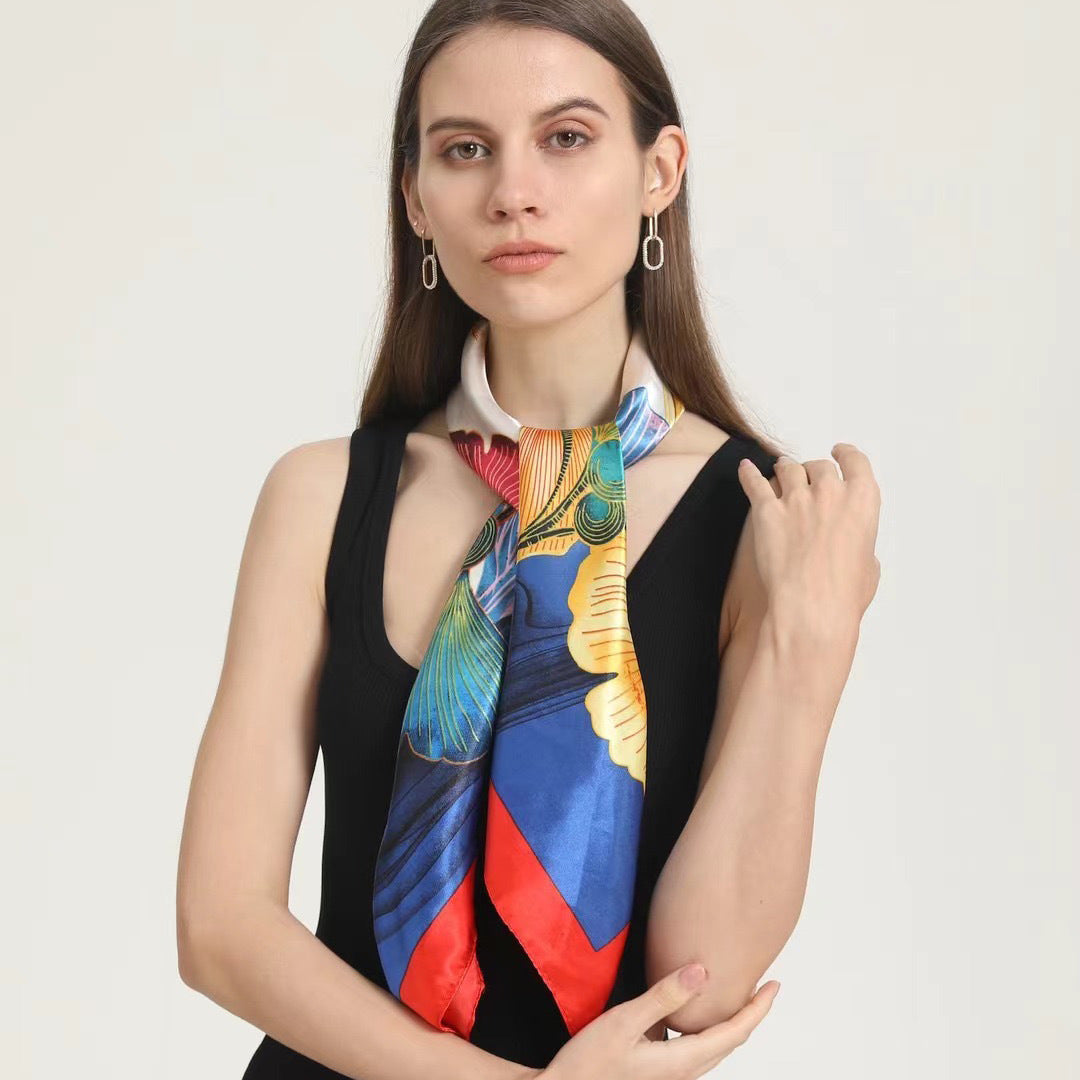 Indonesian, Malay women's head scarf, imitation silk and satin 90cm large square scarf, outer scarf