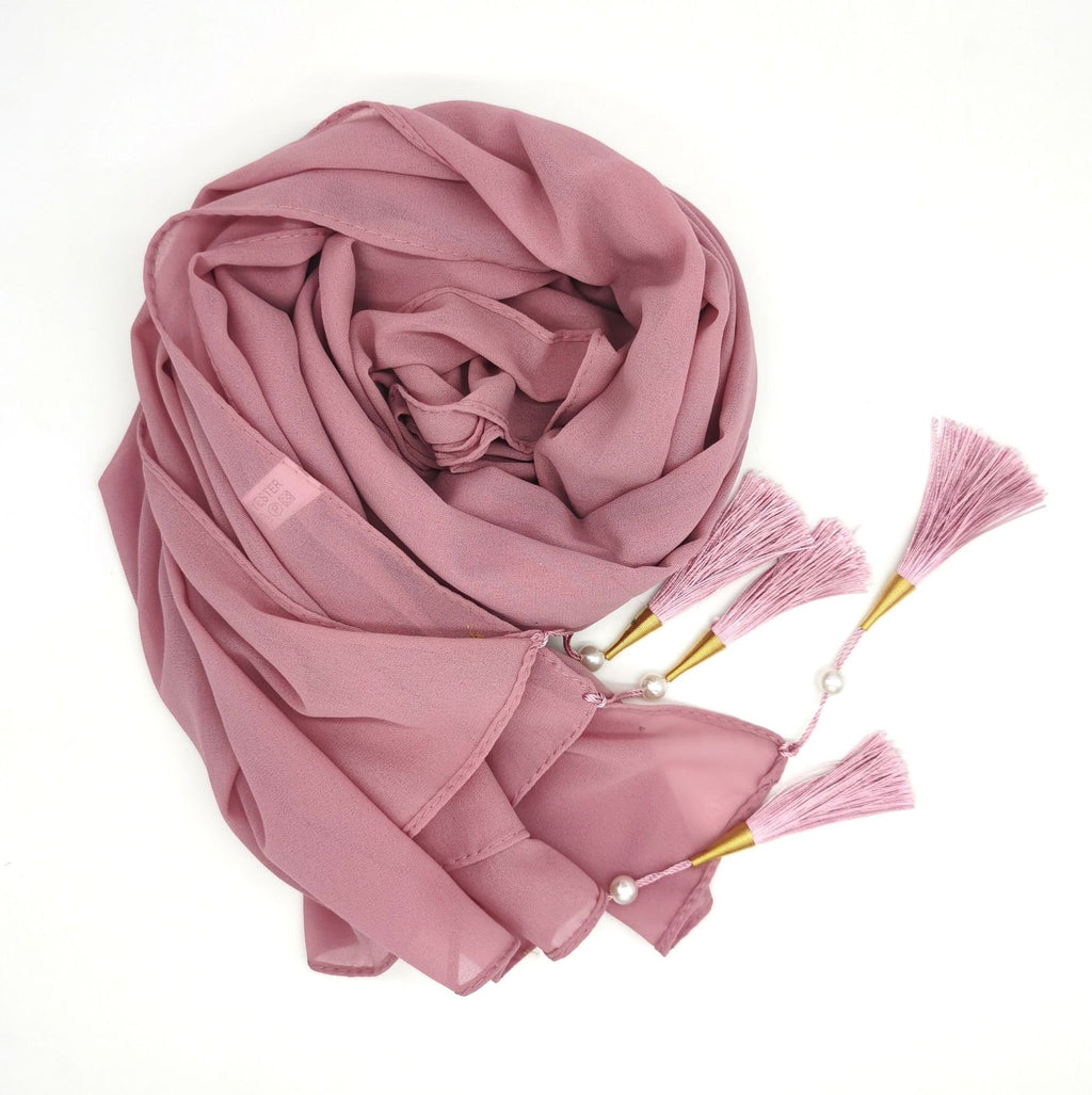 New bubble chiffon scarf Hijab Malaysia Indonesia gauze wrap headscarf cover headscarf four corners hanging tassel