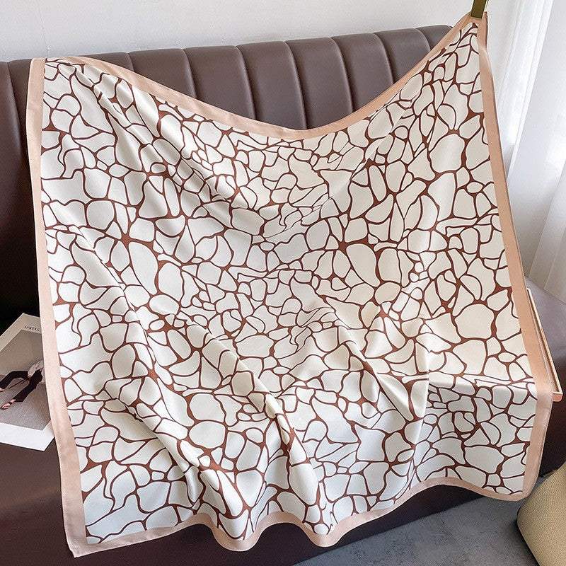 New square scarf, French retro silk scarf, women's twill silk scarf, neck cover, shawl printed scarf, weatherproof