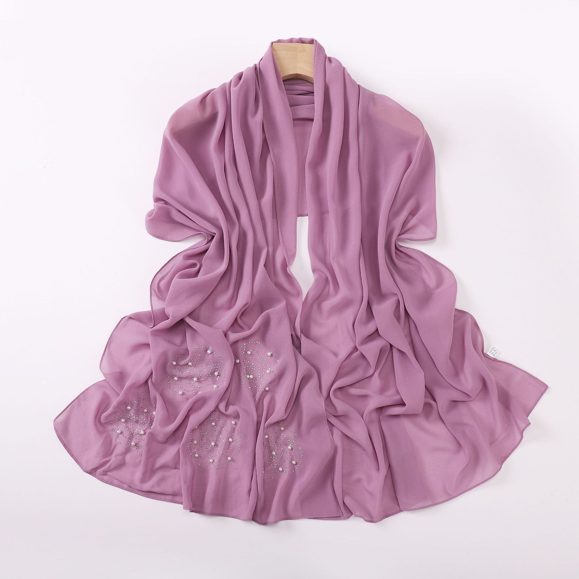 New big rose hot diamond beads pearl chiffon long scarf Middle East and Africa headscarf