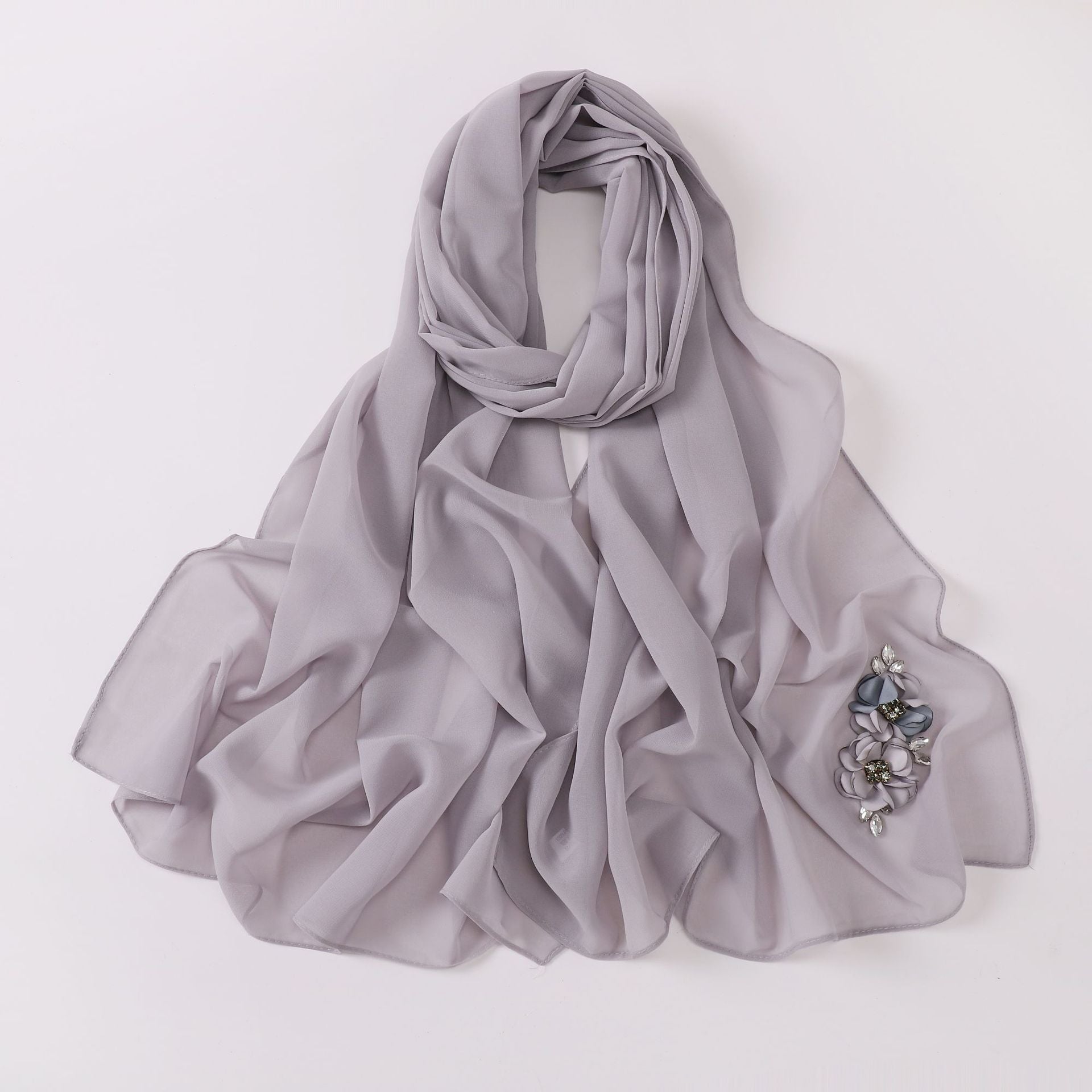 New pearl chiffon flower headscarf hijab Malaysia Hijab Shawls