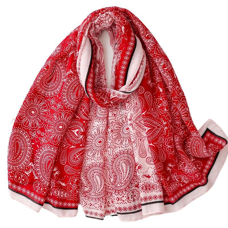 Scarf fashion double spell small paisley cashew flower silk scarf travel vacation shawl women