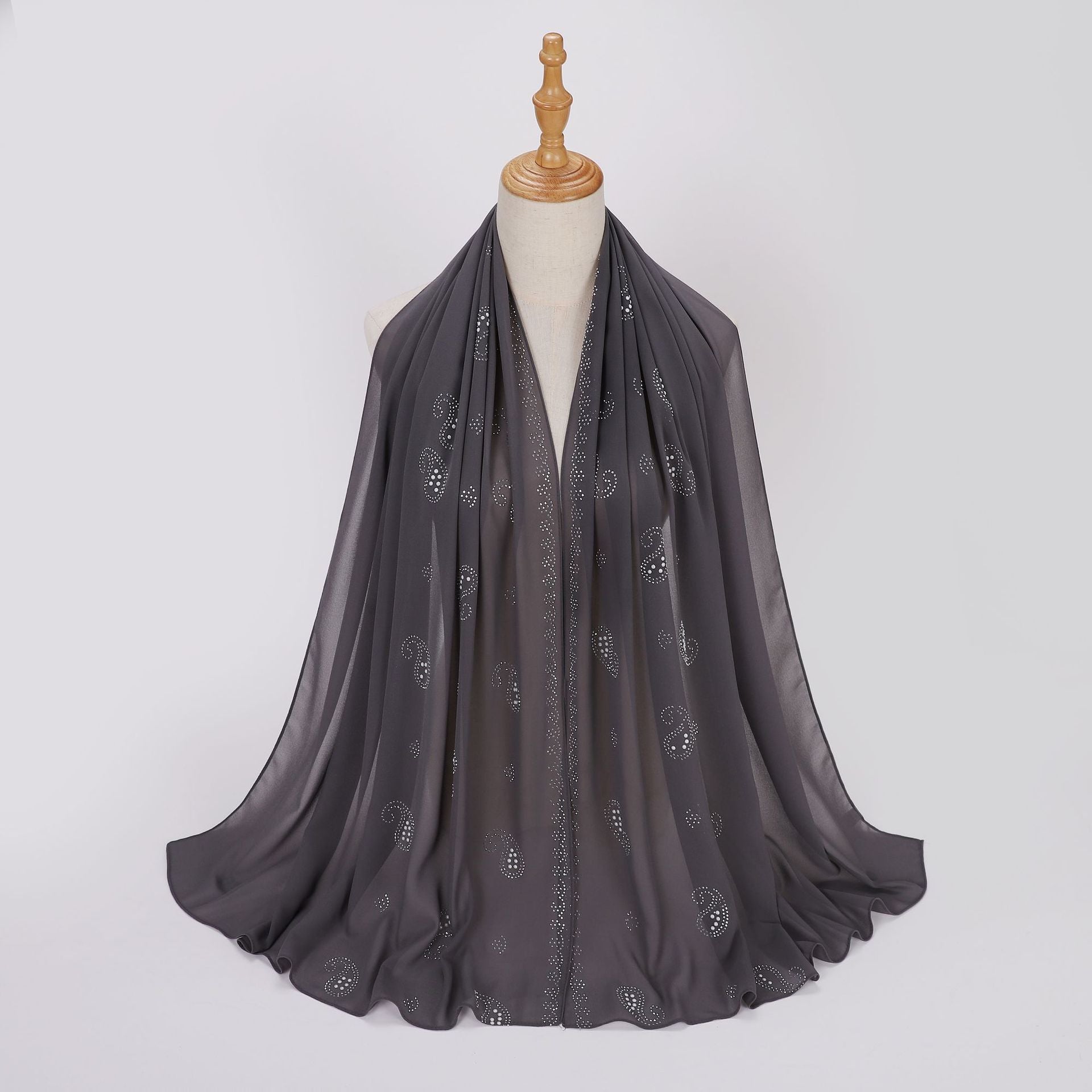 New pearl chiffon cashew nut hot diamond long towel yarn scarf Middle East and Africa headscarf hijab