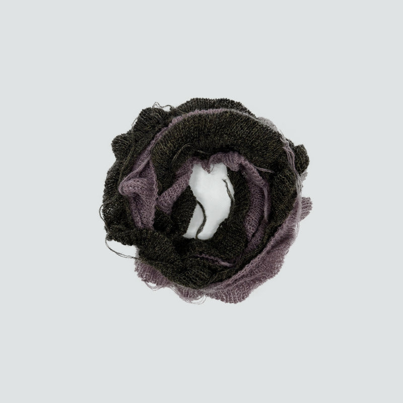 Wool mohair blended flat for spiral weaving hand-hung beard fringed small scarf men's scarf