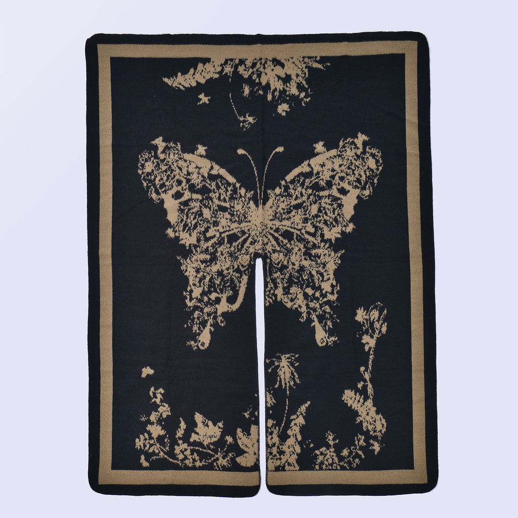 Hot-selling women's retro big shawl scarf autumn and winter retro big butterfly jacquard split-ended warm cloak live stream