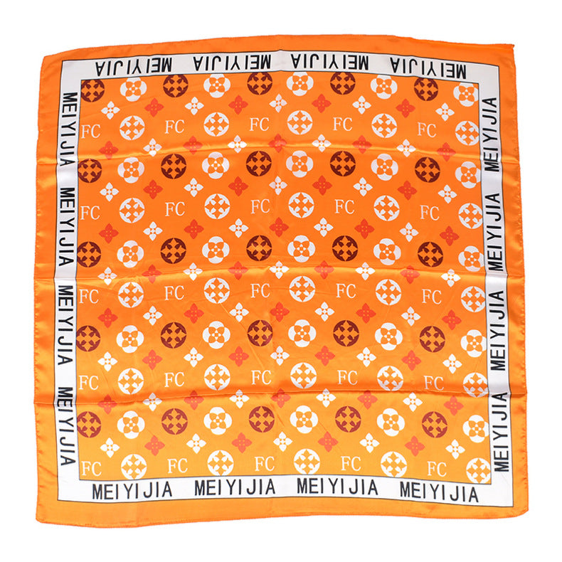 New stylish and elegant round letter edge pattern printing 90 satin large square towel headscarf