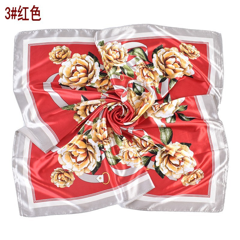 New fashionable and elegant natural flower pattern printing high-quality 90 * 90 color square towel