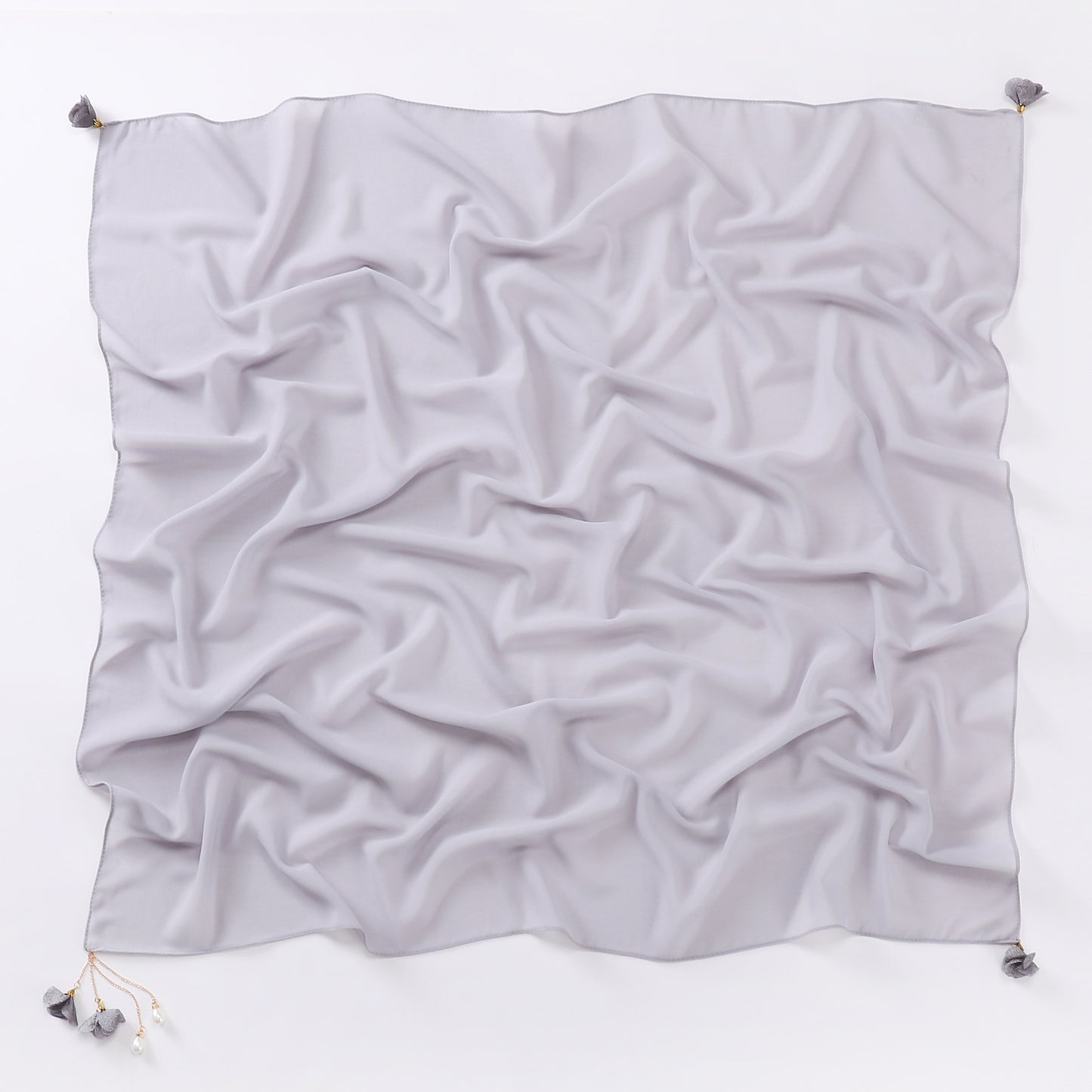 Pearl flower pendant pearl chiffon square scarf 90 * 90cm headscarf