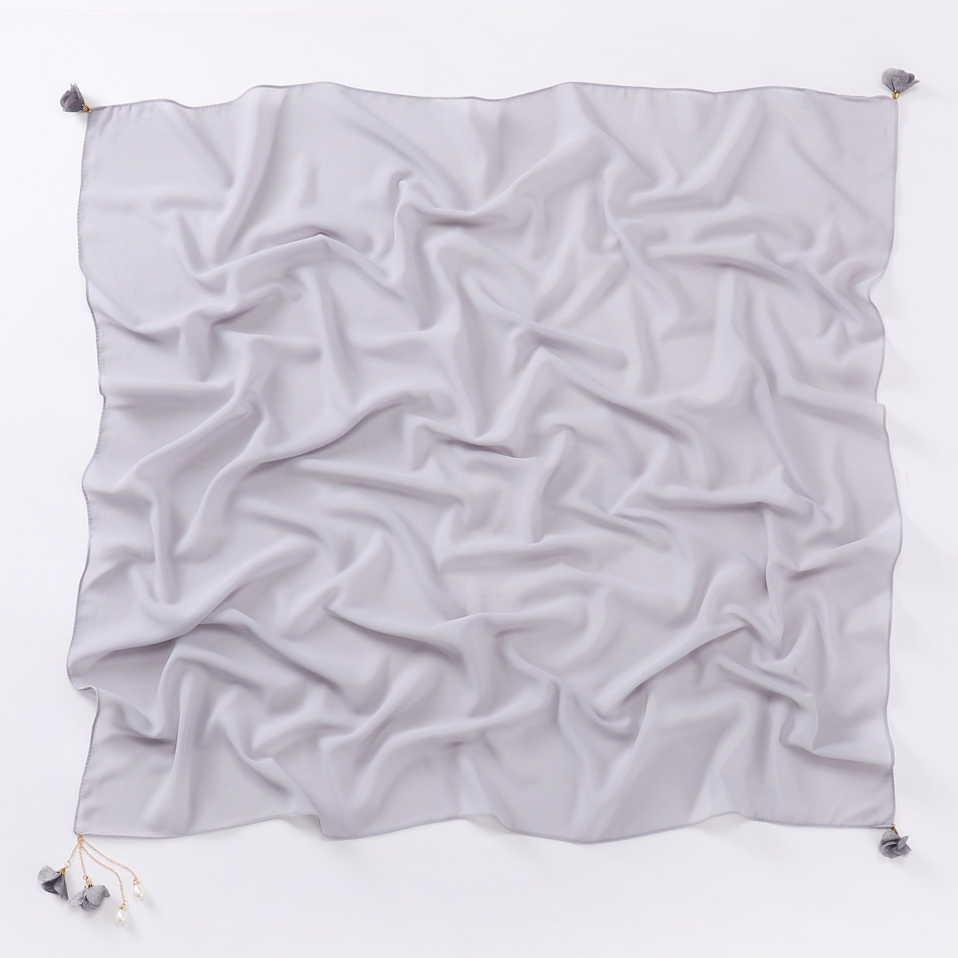 Pearl flower pendant pearl chiffon square scarf 90 * 90cm headscarf