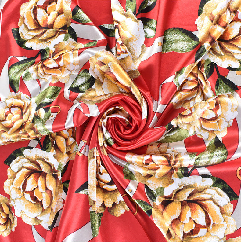 New fashionable and elegant natural flower pattern printing high-quality 90 * 90 color square towel