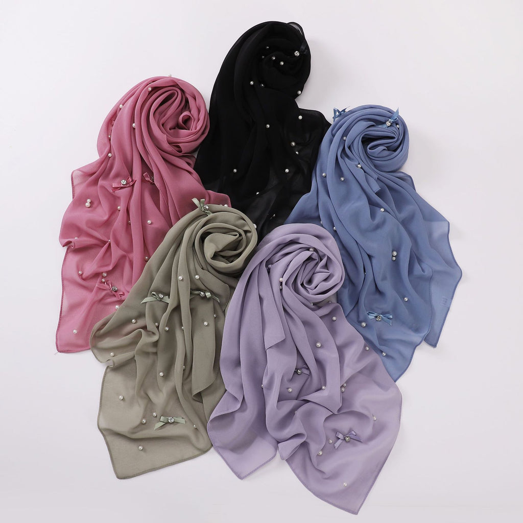 Gypsy beads handmade bow pearl snow square scarf yarn Middle East headscarf