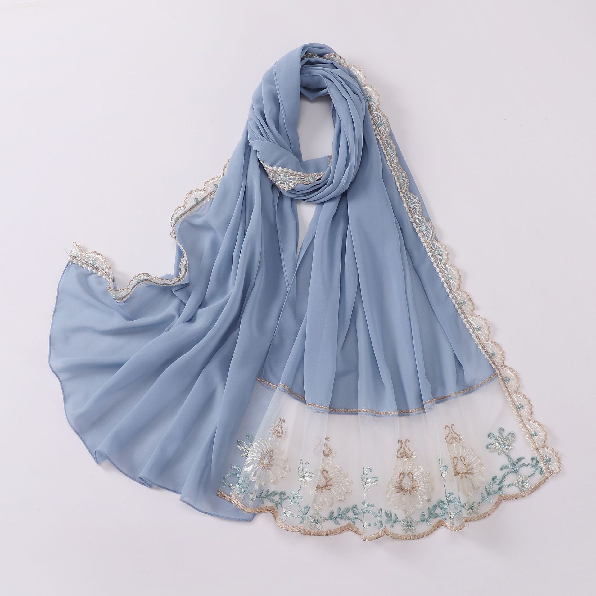 New chiffon color lace L-shaped long scarf  scarf Middle East and Africa headscarf hijab