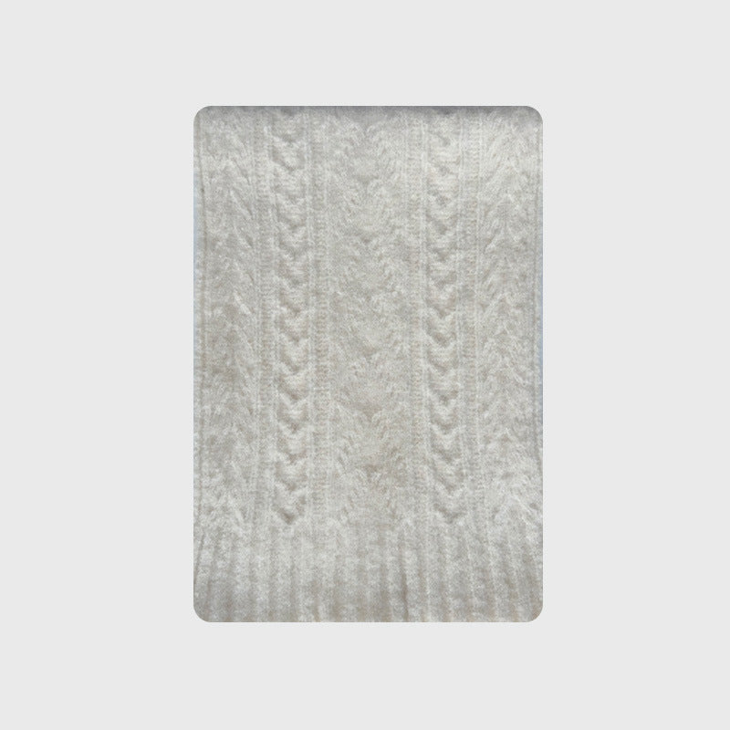 30% wool blended twist knitted scarf for women to increase the warmth of Korean in winter, retro twisted scarf