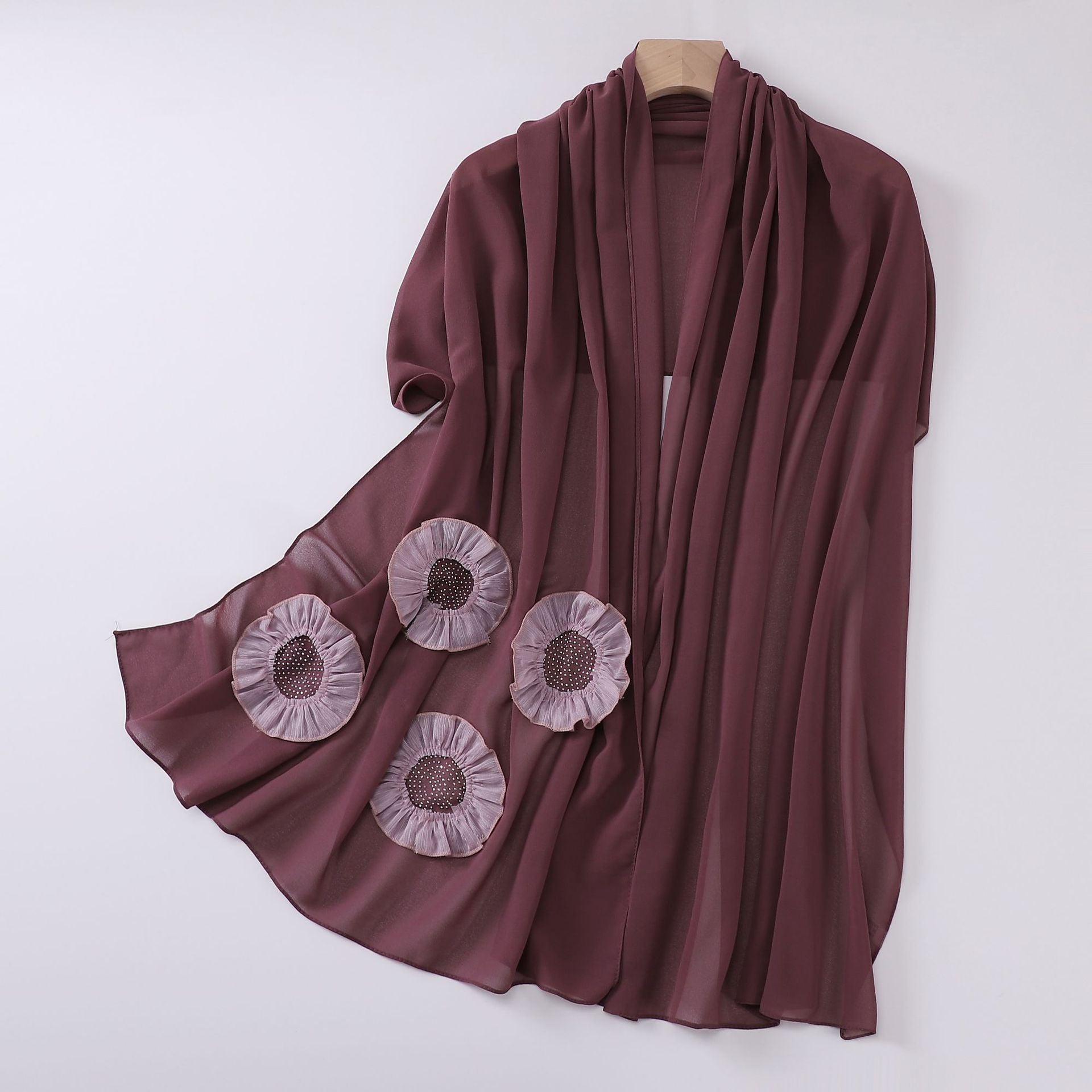 New pearl chiffon scarf circle hot diamond pleated lace long scarf Middle East Africa Malaysia headscarf