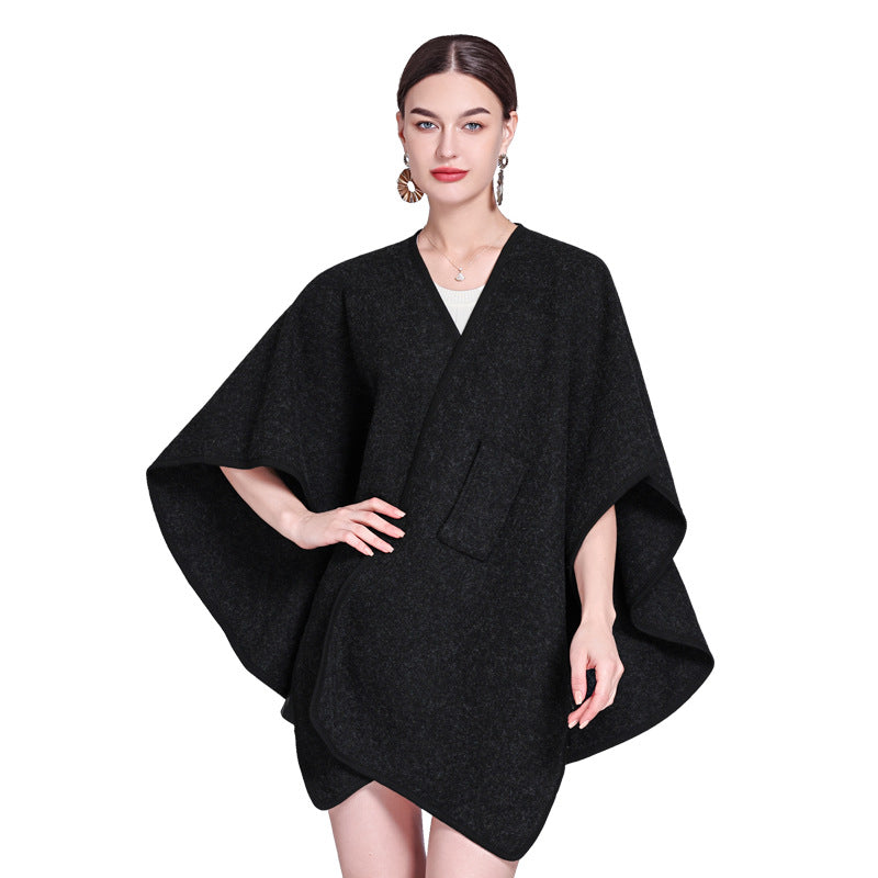 European and American autumn and winter new Internet celebrity temperament loose fashion scarf shawl with cape cape shawl women's coat