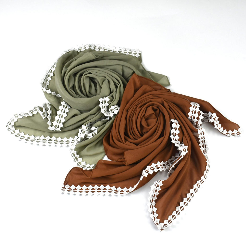 New pearl chiffon lace square scarf middle east headscarf malaysia headscarf hijab