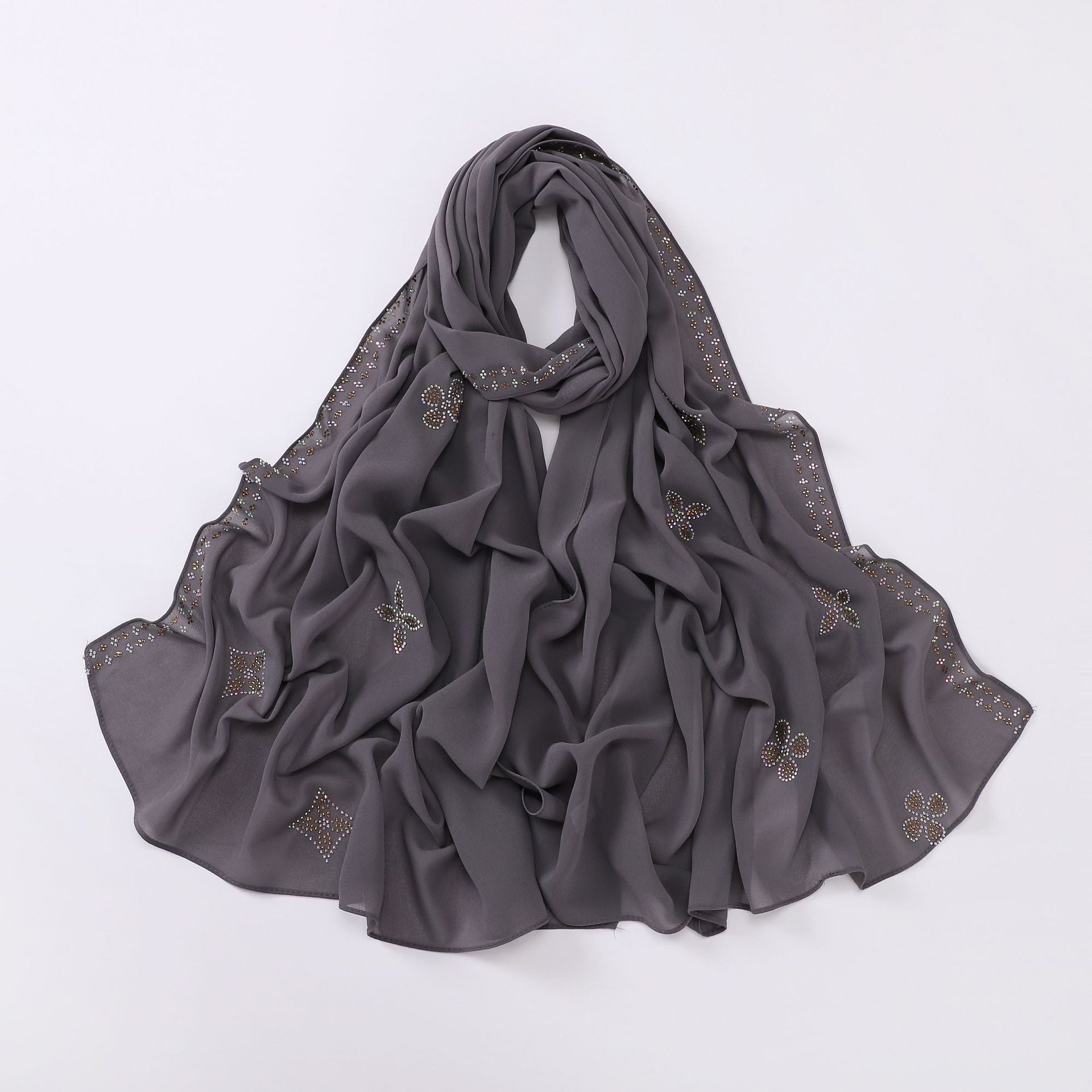 New pearl chiffon long towel boutique hot diamond yarn Middle East and Africa headscarf hijab