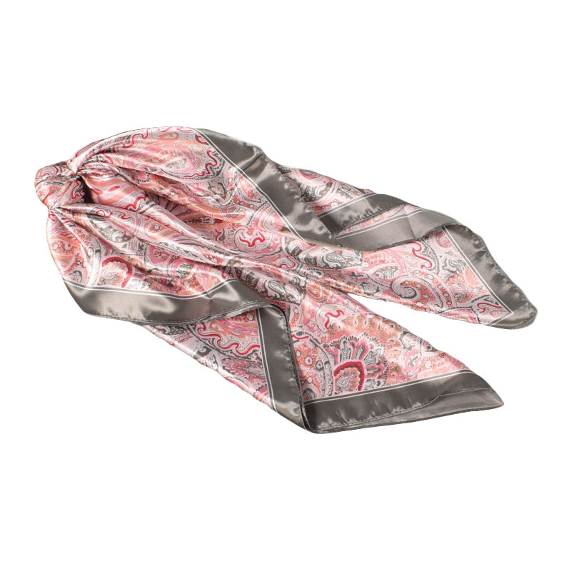 Spring new annual cashew flower simulation silk 90cm satin printing silk scarf