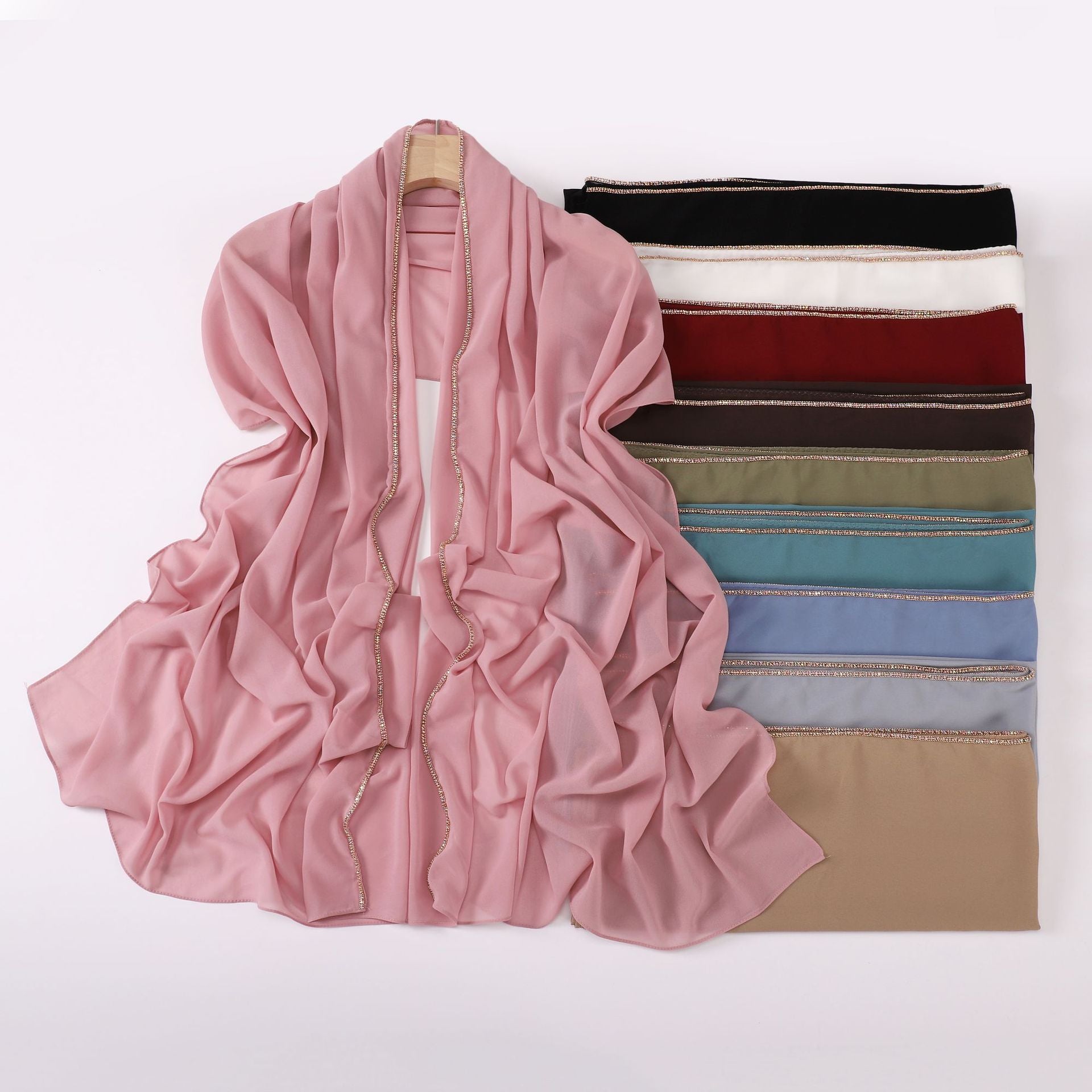 Diamond copper chain washable chiffon scarf yarn scarf Middle East Africa headscarf Malay headscarf