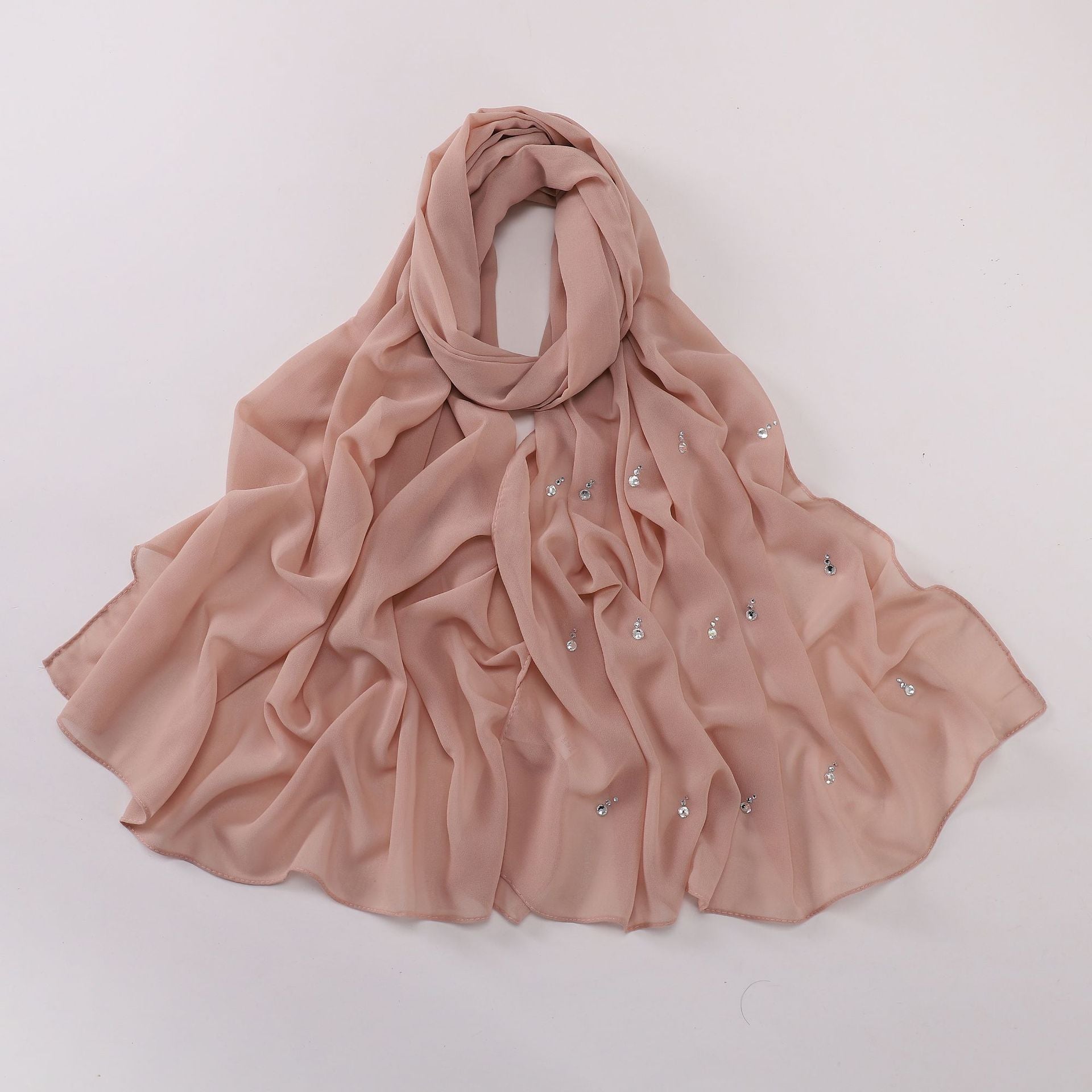 New pearl chiffon long scarf boutique tears water drop diamond scarf Middle East Africa headscarf hijab