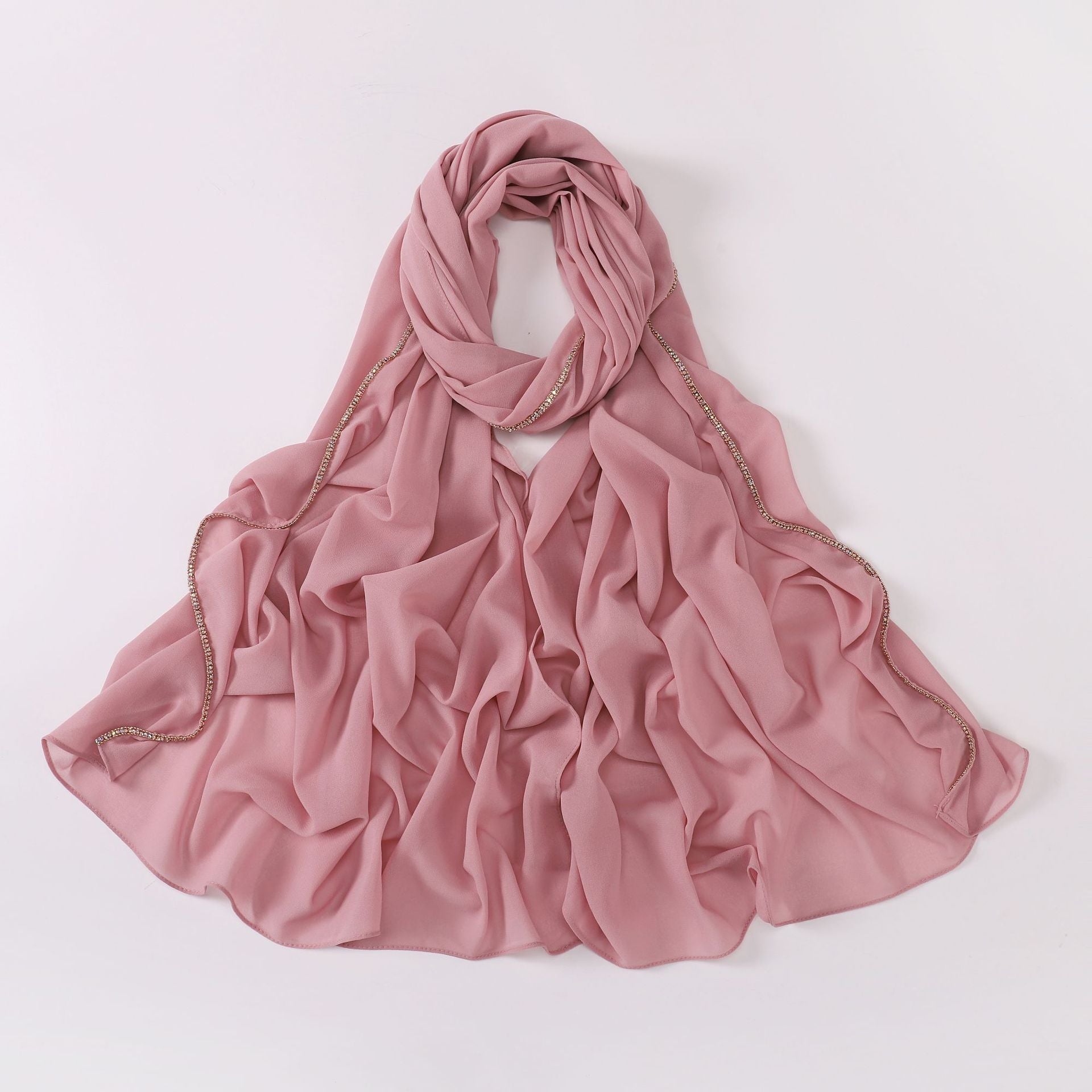 Diamond copper chain washable chiffon scarf yarn scarf Middle East Africa headscarf Malay headscarf