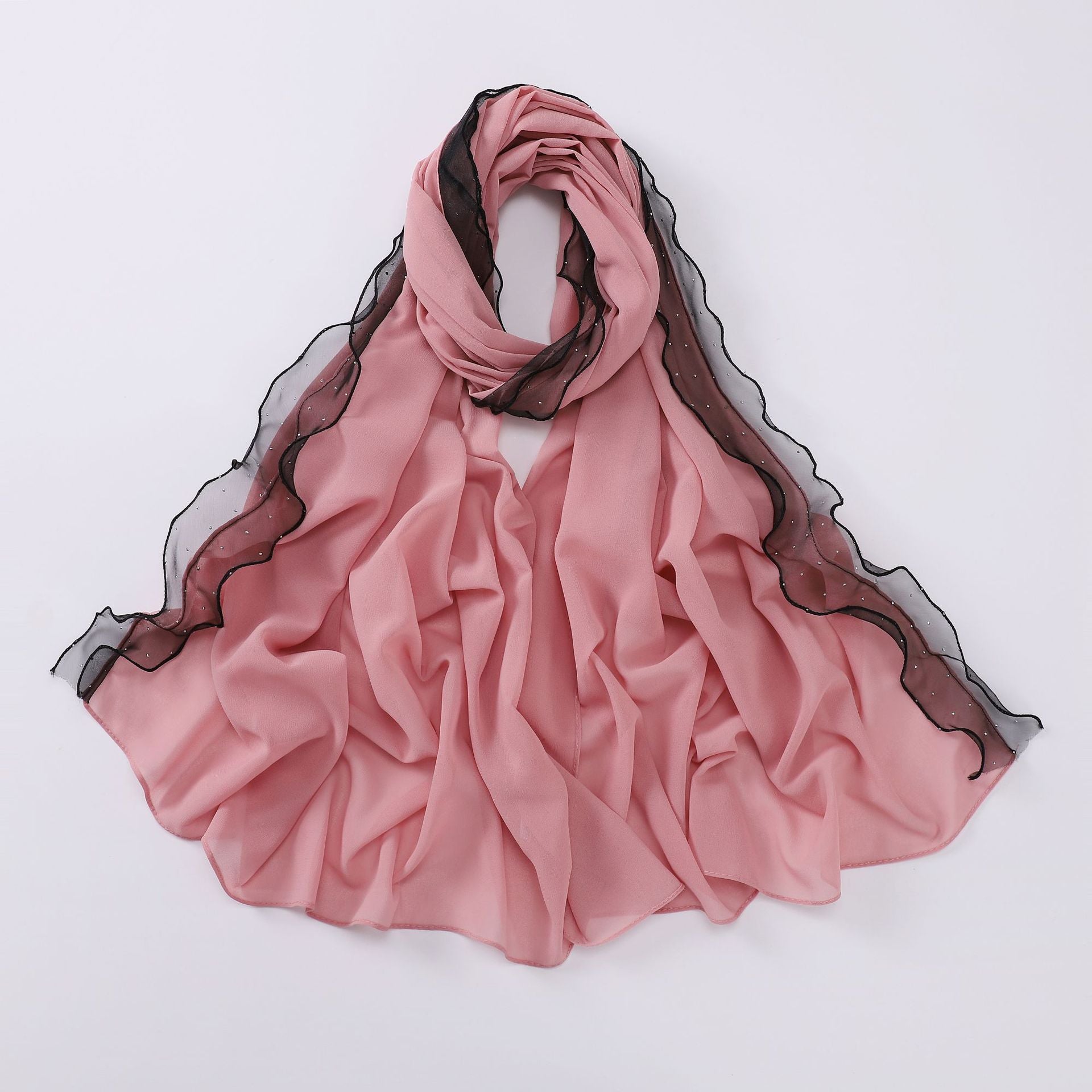 New Pearl Chiffon Hot Diamond Lace Ribbon Scarf  Malaysian, Middle Eastern, Headscarf