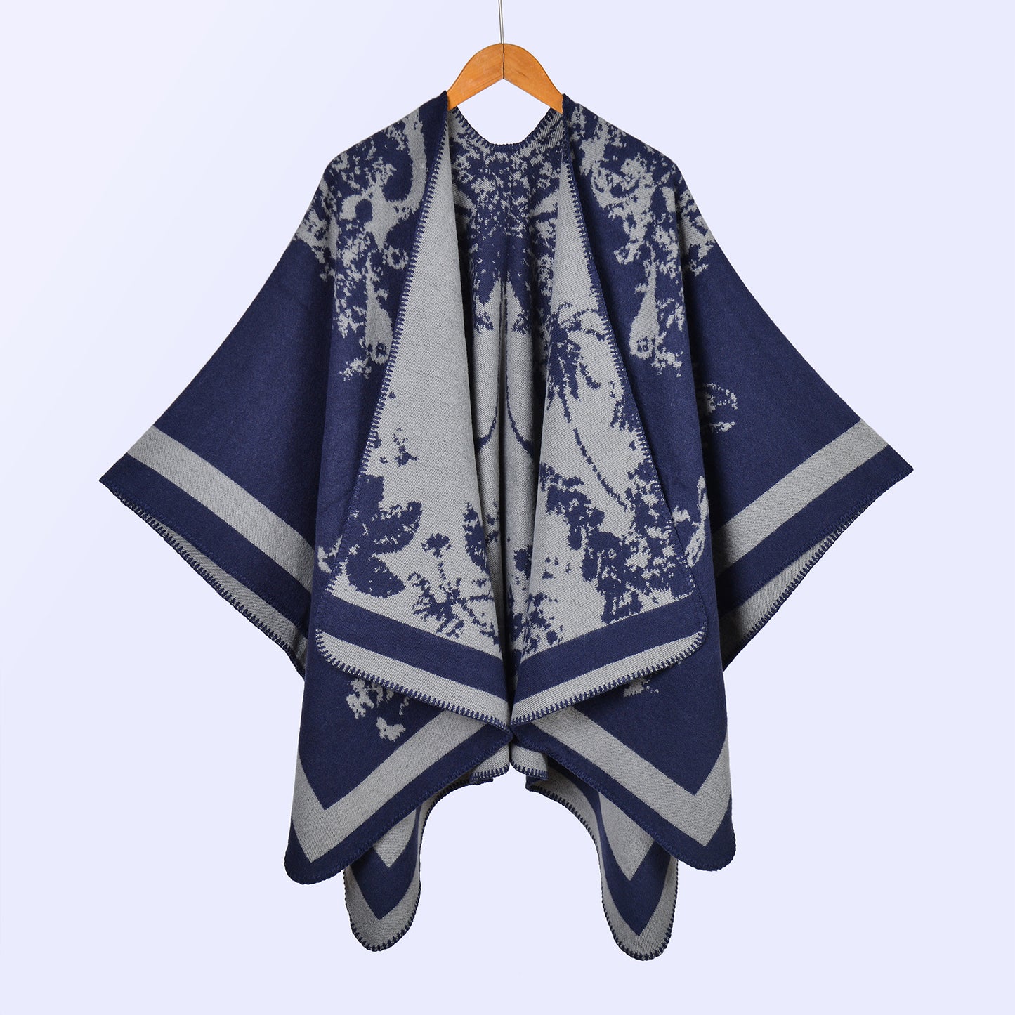 Hot-selling women's retro big shawl scarf autumn and winter retro big butterfly jacquard split-ended warm cloak live stream