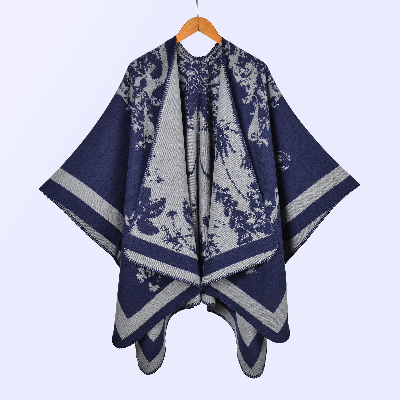 Hot-selling women's retro big shawl scarf autumn and winter retro big butterfly jacquard split-ended warm cloak live stream
