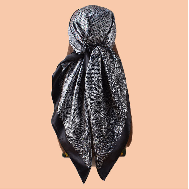New 90cm-color geometric dot distribution printed square scarf with sunscreen bag head silk scarf decorative scarf