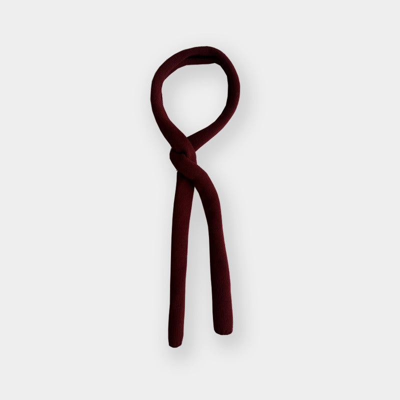 100% selected all-wool scarf women's autumn and winter fine sausage decoration soft solid color wool knitted scarf